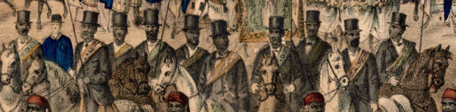 Detail from a lithograph of the national 15th Amendment march, held a month later in May, 1870. Courtesy Leventhal Map & Education Center,