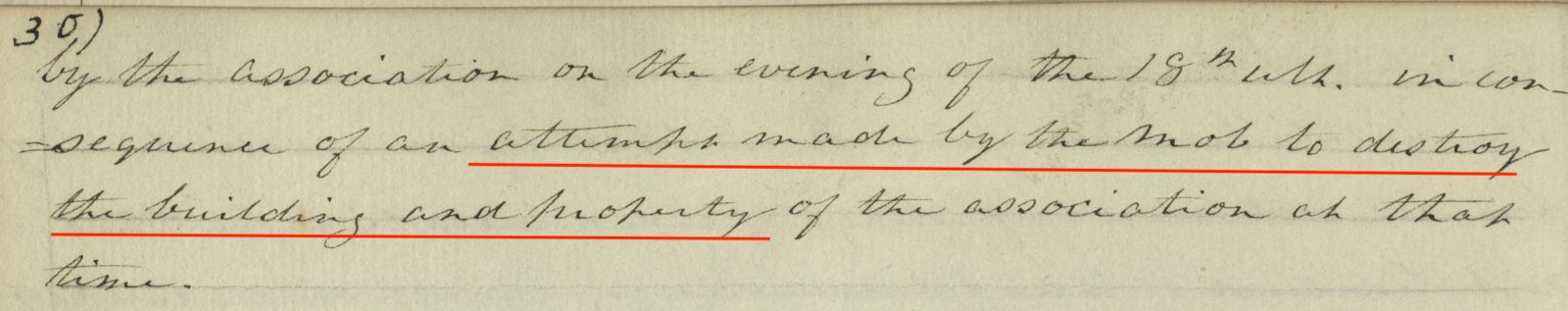 Leadership at the Shelter for Colored Orphans discuss the mob attacks in their minutes. Courtesy Tricolleges https://digitalcollections.tricolib.brynmawr.edu/object/sc207283