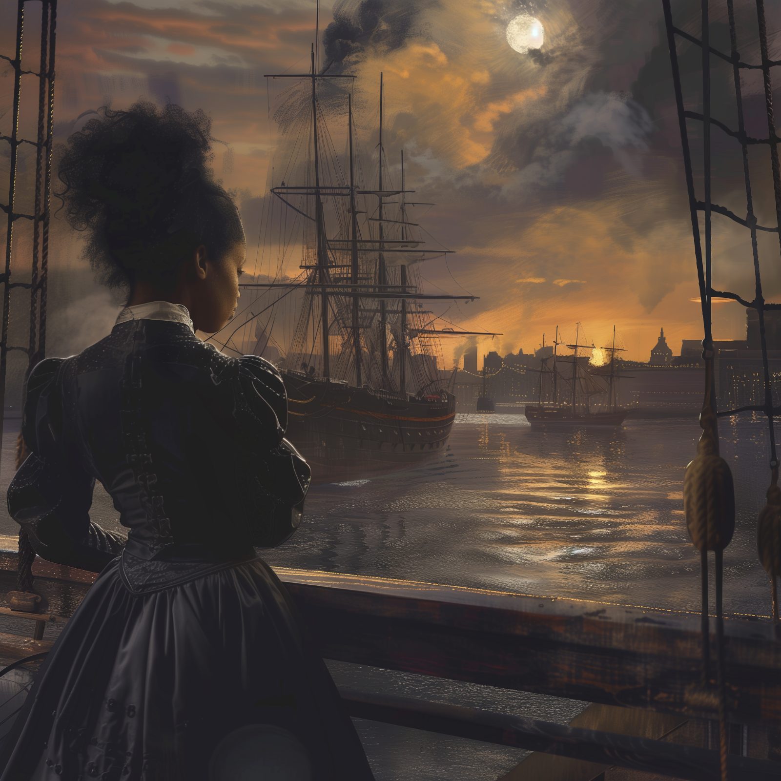 AI Image - arriving in Philadelphia after a long journey on the Underground Railroad