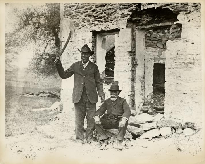Samuel Hopkins and Peter Woods in 1896, Members of the Christiana Black Self Protection network, and survivors of the 1851 gunfight at William Parker's House. Courtesy: https://explorepahistory.com/displayimage.php%3FimgId=1-2-1F09.html