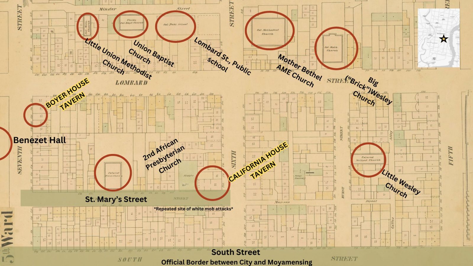 The center of the Black Metropolis, with. multiple halls, churches and schools.