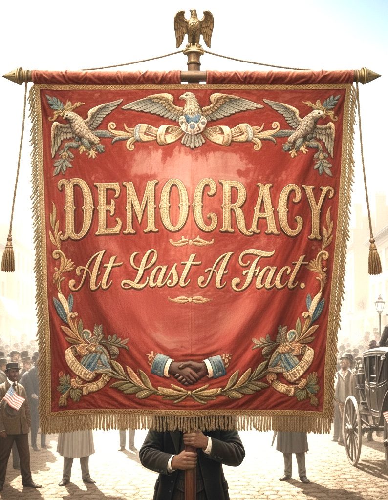 Ai re-creation of the Young Men’s Vigilant Association’s banner
