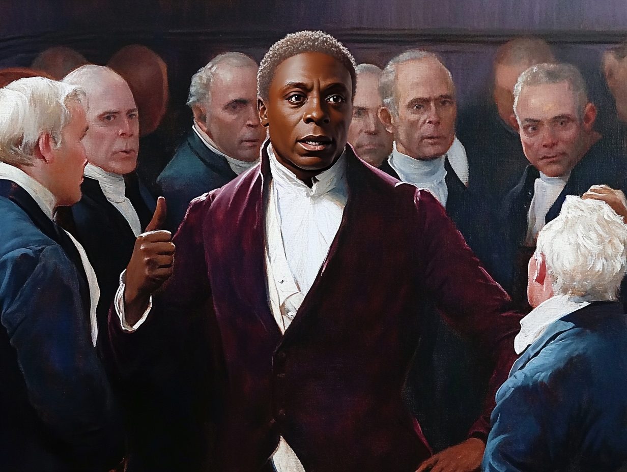 AI Image of James Forten, Jr. protesting and asserting his right to attend the convention. January 20, 1838.