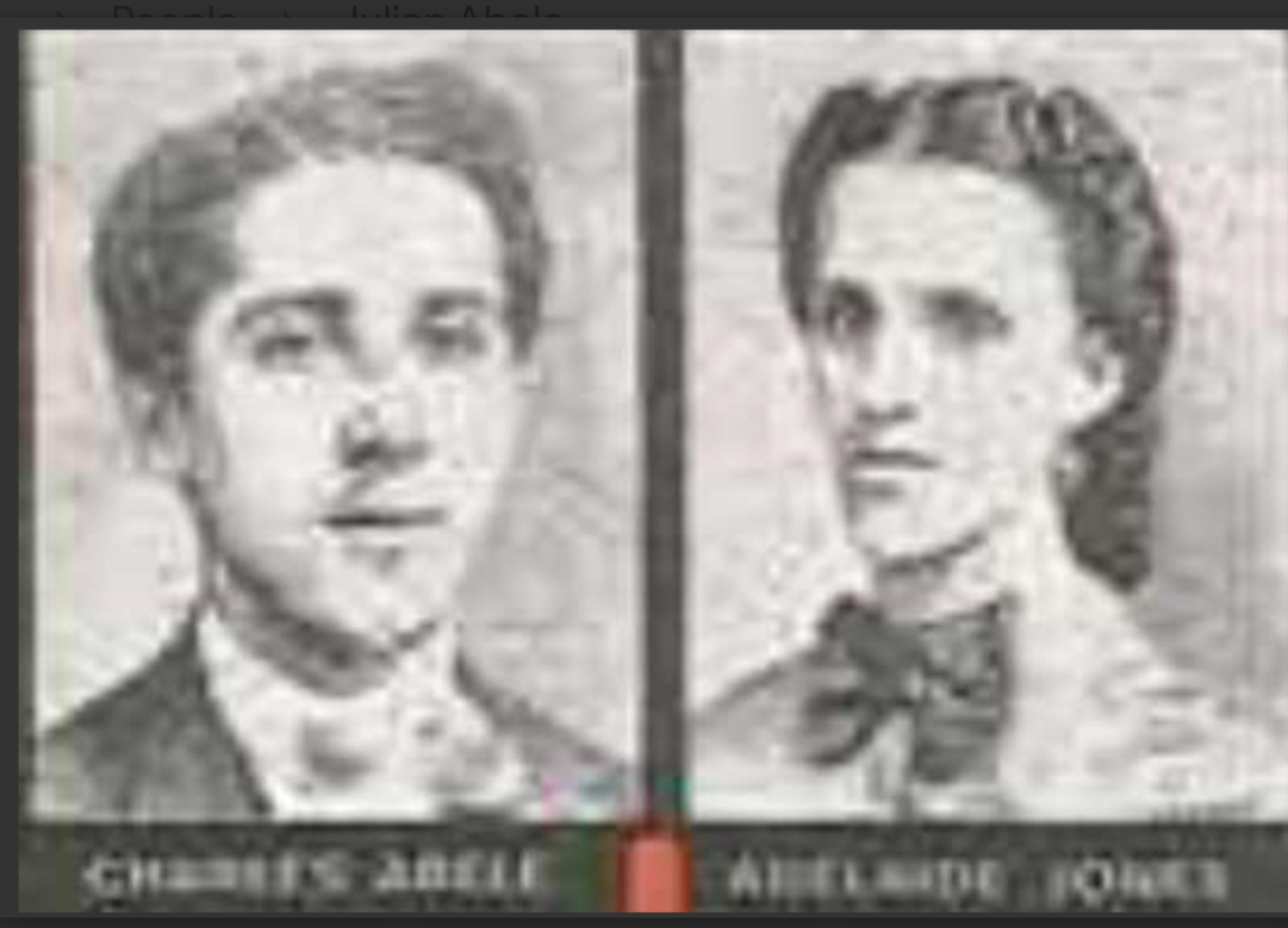 Fuzzy picture from Ancestry.com of Julien Abele's parents, Charles and Adelaide