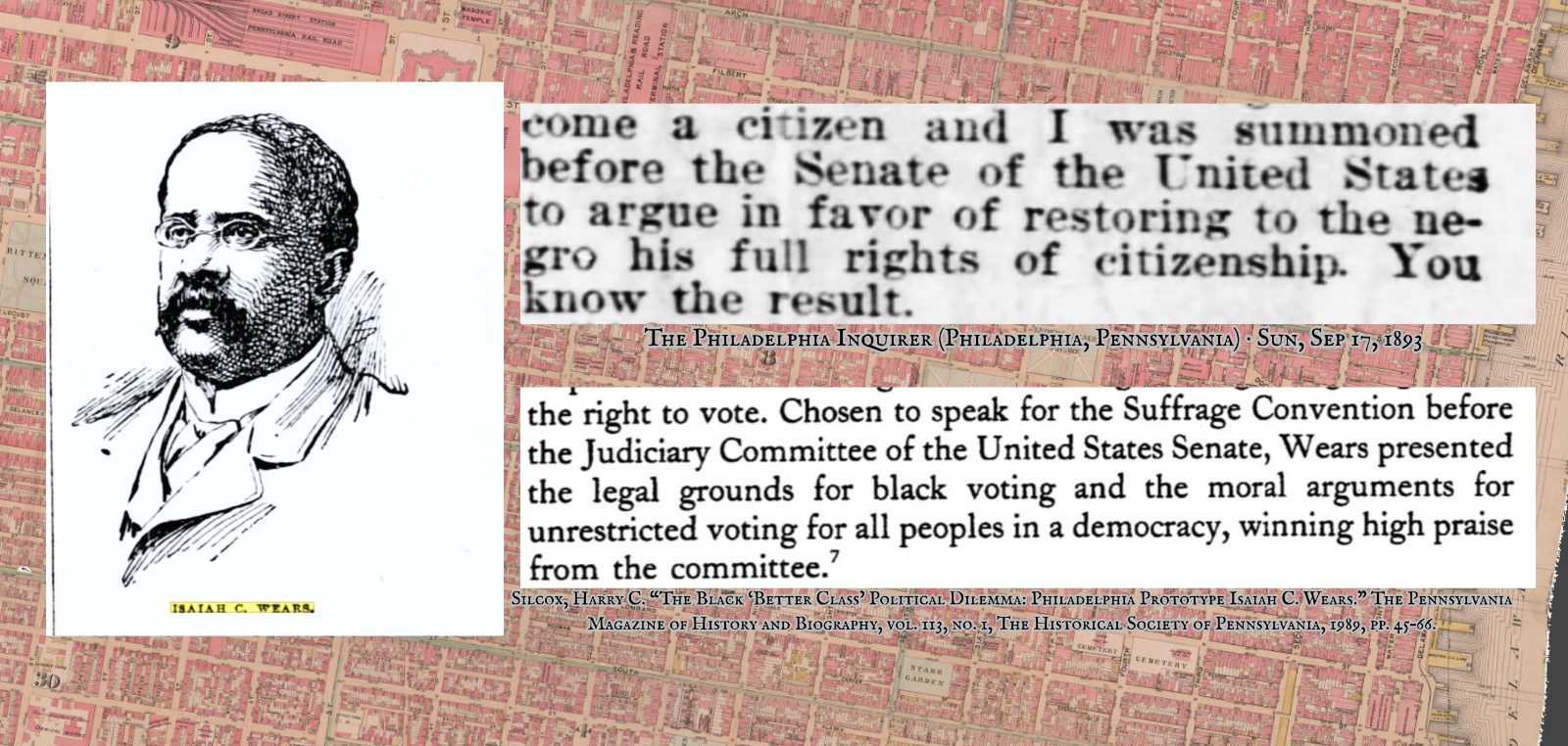 Isaiah C. Wears, President of The Pennsylvania Equal Rights League, was invited to Washington to work on the 15th Amendment. He was one of the parade organizers.