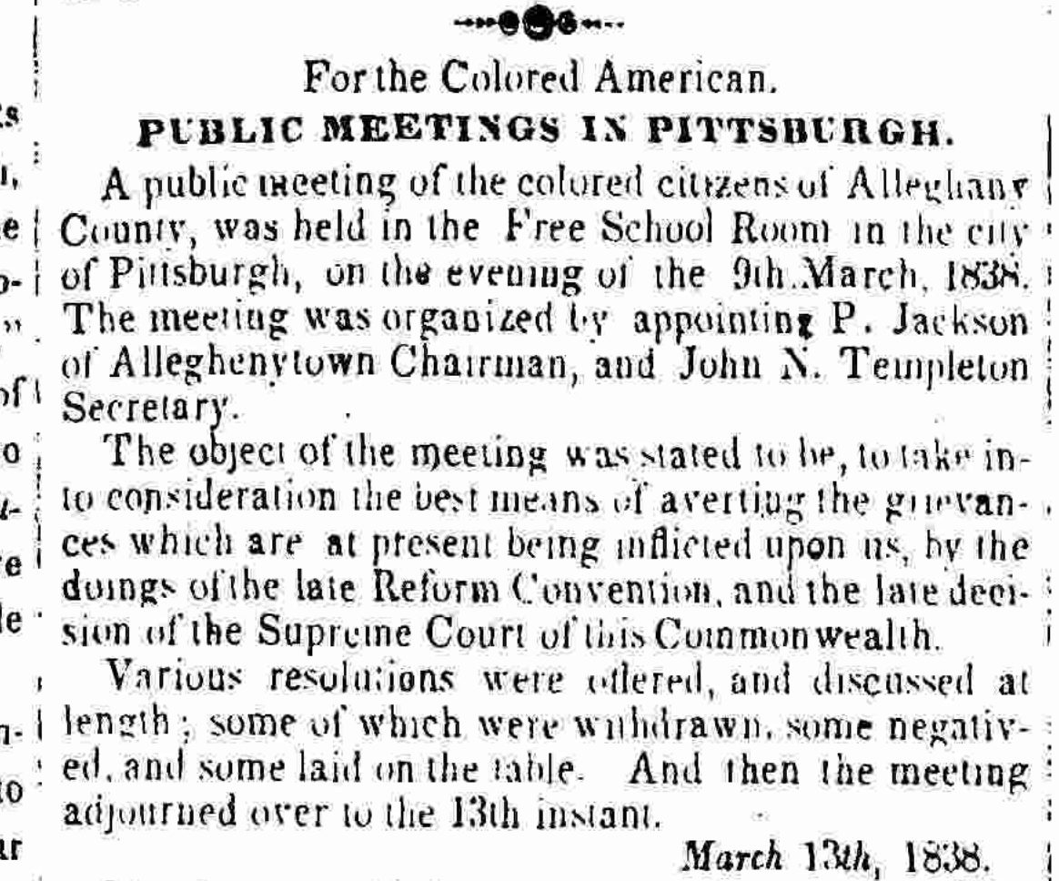 From the 12 April 1838 Colored American