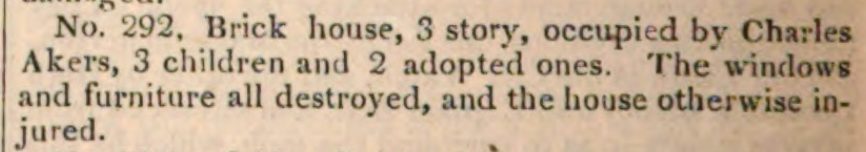 Charles Akers' home was one of many provided as evidence of the mob attacks violence during the town meeting on the riots that followed. Source: Hazard's register of Pennsylvania, Vol. I-XVI. January, 1828-December, 1835 v.14 (1834)