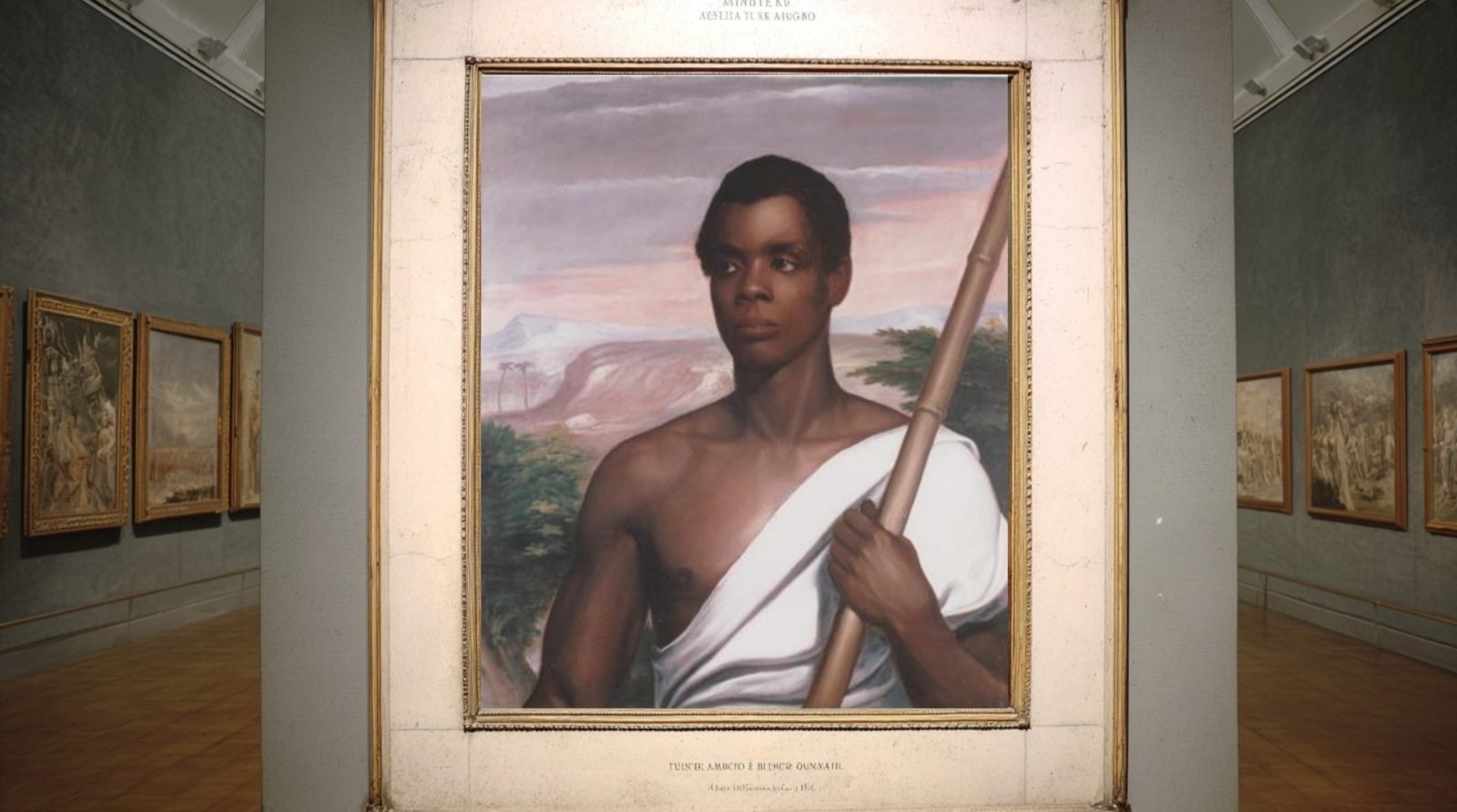 Ai reimagining of the portrait of Cinque at PAFA in 1842, after a protracted battle between artists and racist managers of the museum. Portrait courtesy New Haven Museum