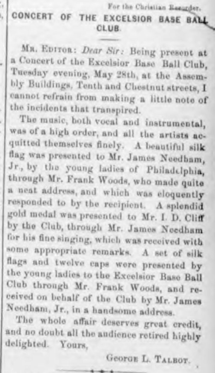 Concert Article from the Christian Recorder, June 1, 1867.