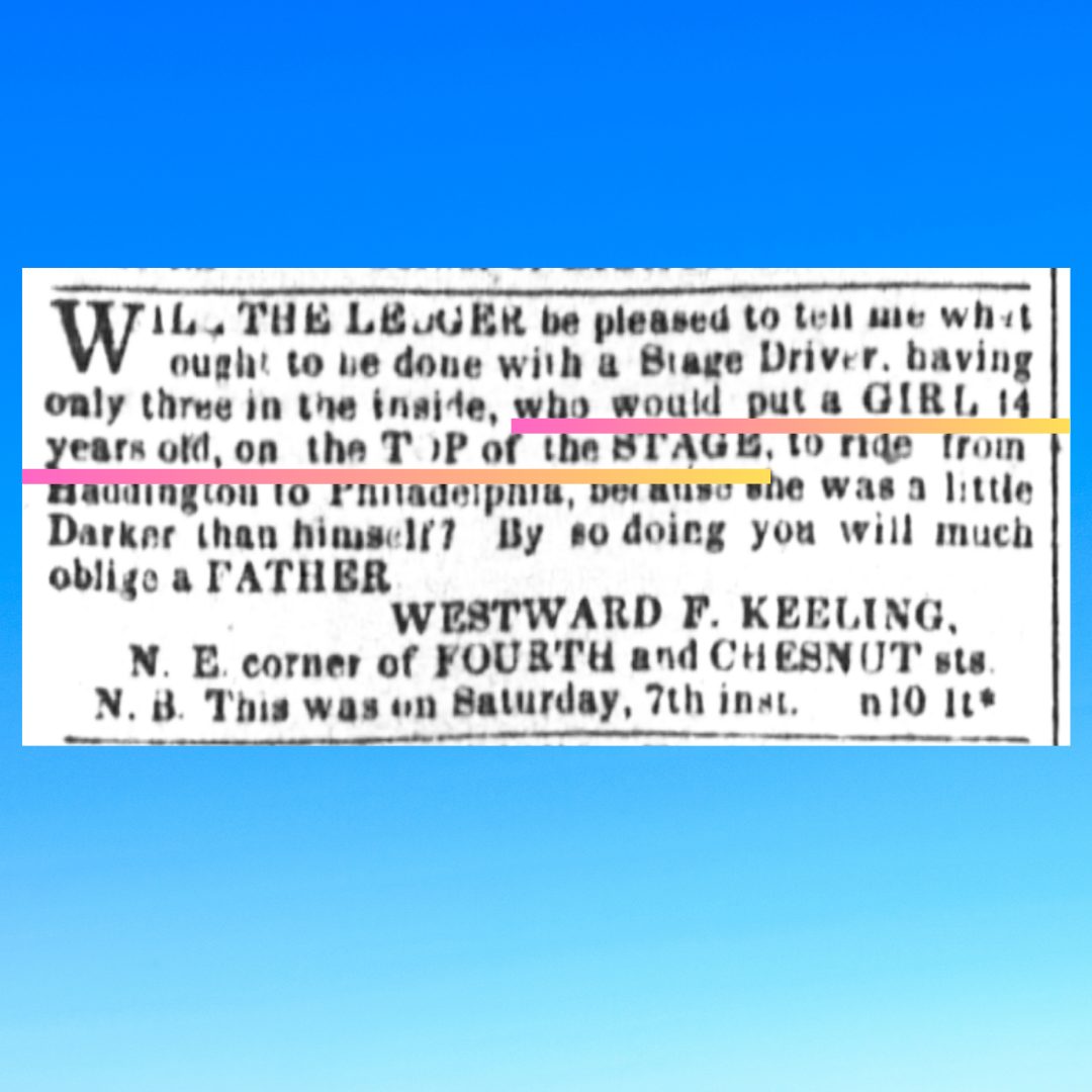 Ad taken by Westwood Keeling, Public Ledger Philadelphia, Pennsylvania · Tuesday, November 10, 1840, Courtesy newspapers.com