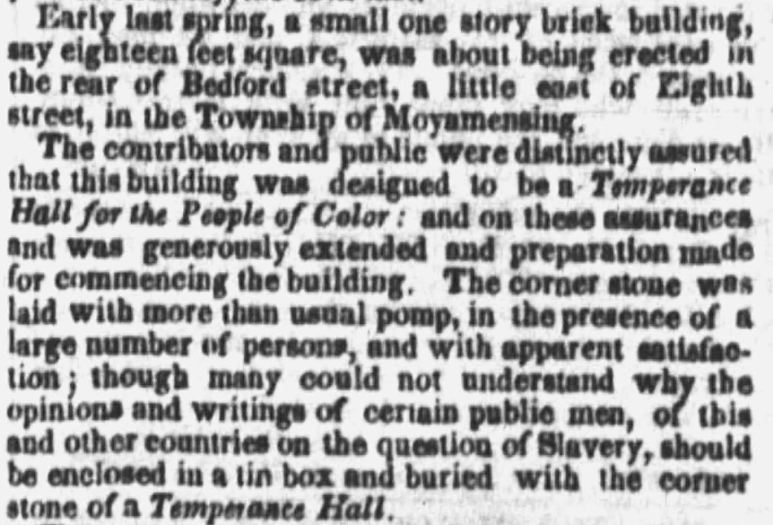 Public Ledger "To The Public - Moyamensing" Philadelphia, Pennsylvania, August 22, 1842