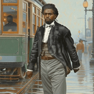 Ai movie of Robert Smalls, Civil War hero, turned away from a trolley in Philadelphia in 1864