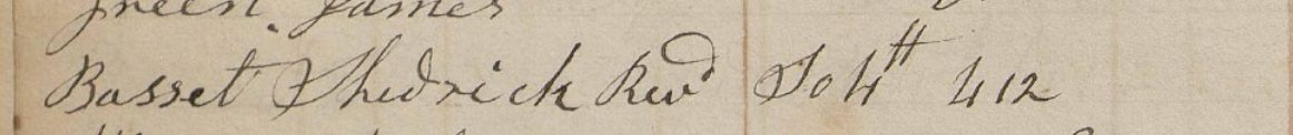 Entry for Rev. Bassett in the 1838 PAS Census