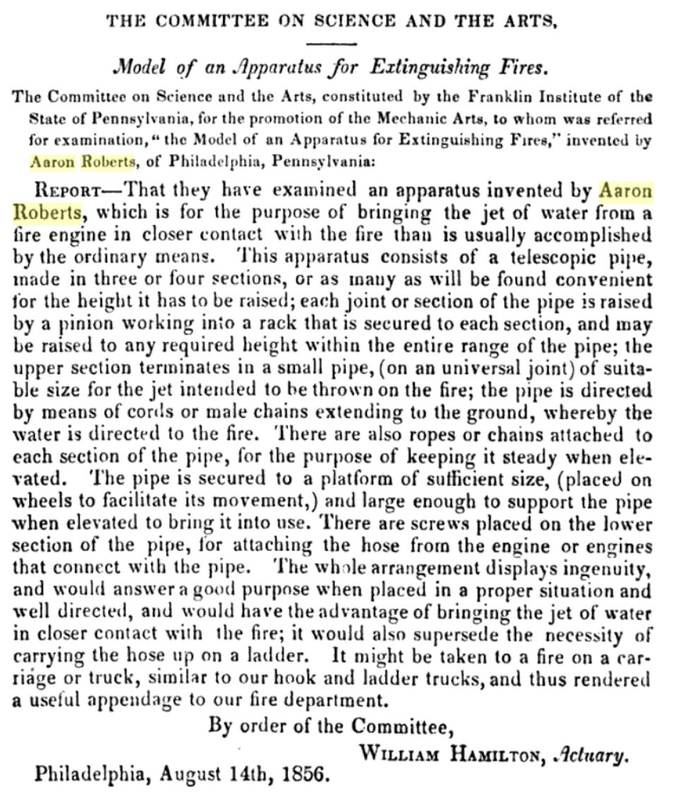 Excerpt from Journal of the Franklin Institute, Courtesy Google Books