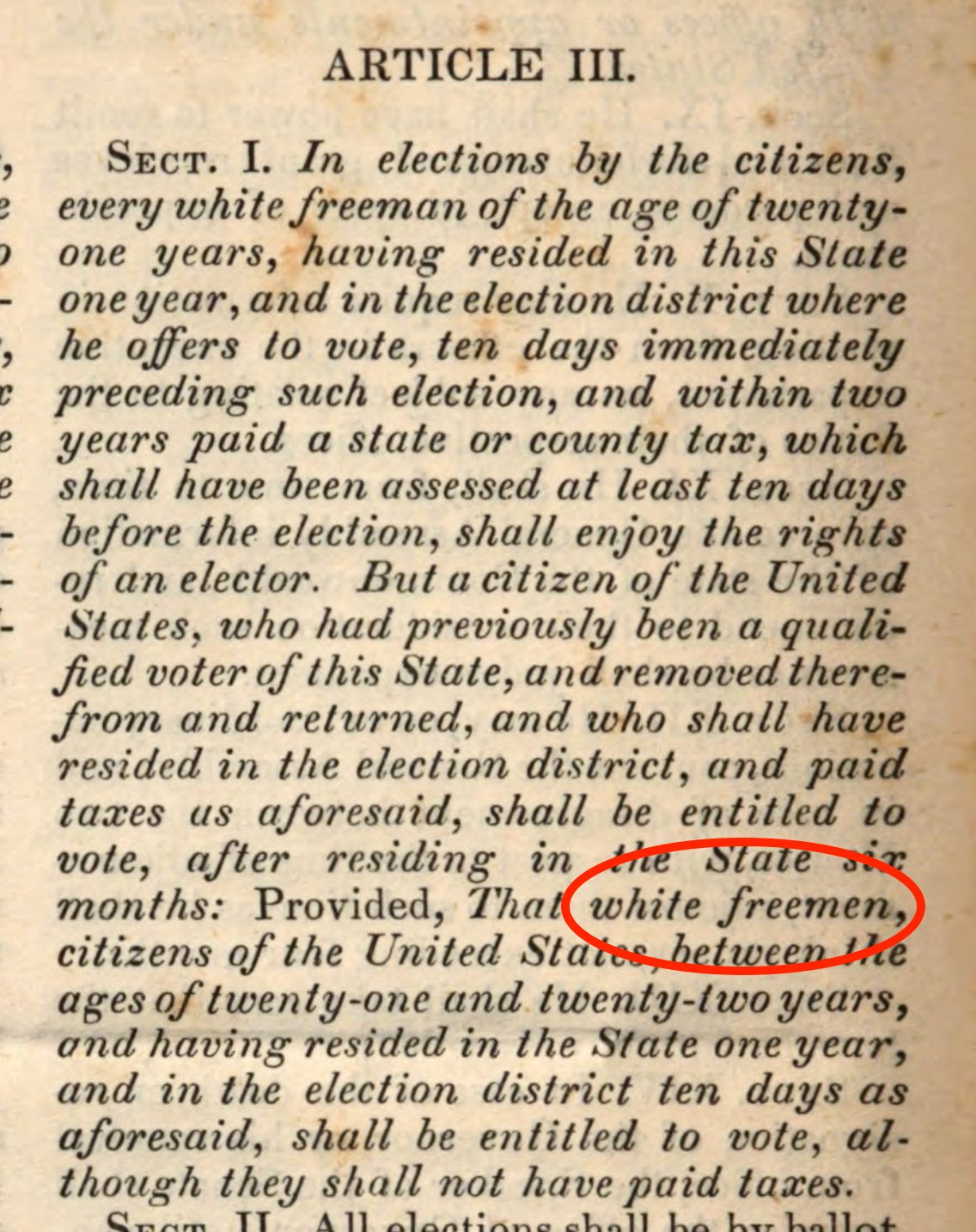 Excerpt from the PA Constitutional Proposed Changes, 1837. Courtesy Hathi Trust