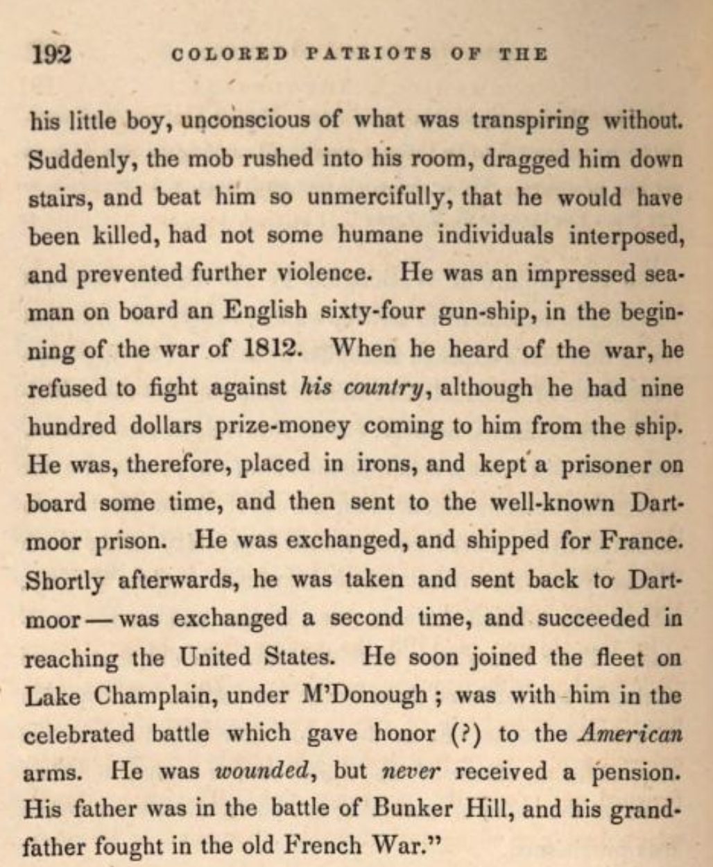 From The Colored Patriots of the American Revolution, Page 192