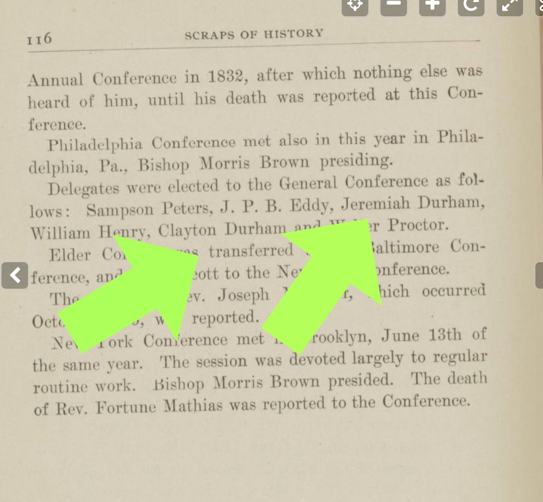 Page 116 from Handy's Scraps of African Methodist Episcopal History, Courtesy Library of Congress..