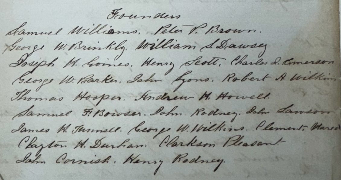 Founders of the Wililams Assembly, Dorsey Collection. Samuel Williams file. Cheyney University.