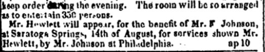 Excerpt of an ad in the New York National Advocate on April 10, 1826.