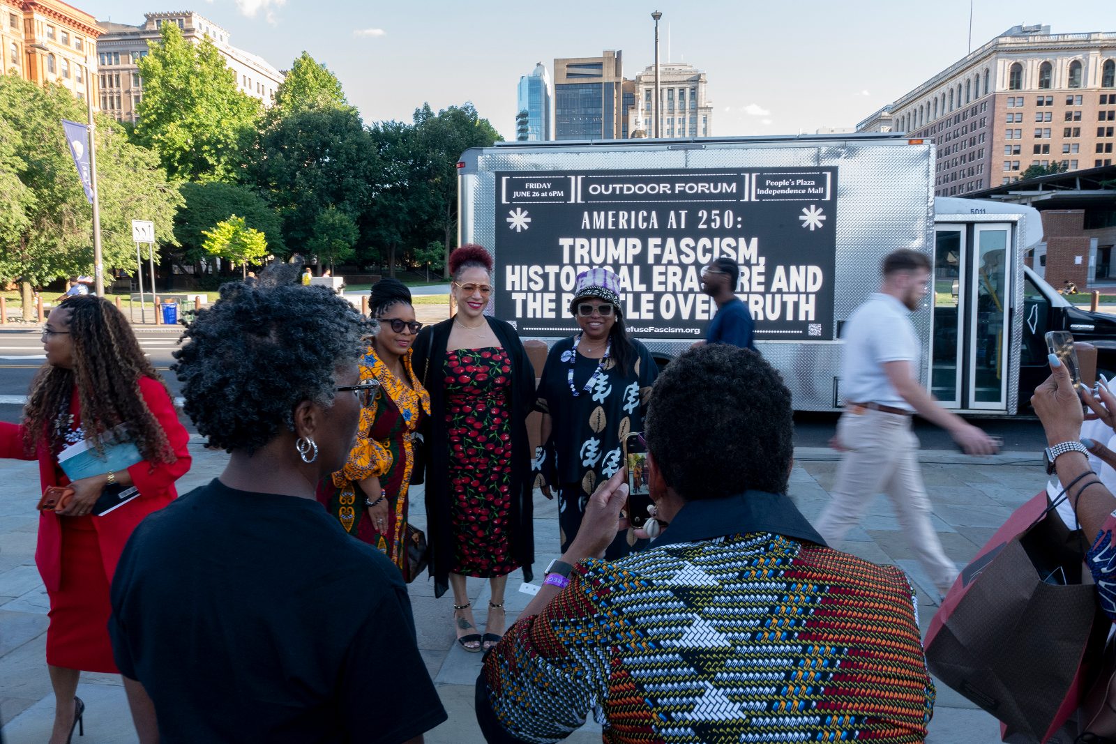 Attendees to the conversation with Nikole Hannah-Jones posing with journalist/author/professor. Photo: M. Edlow